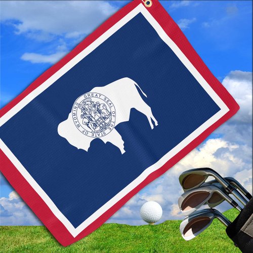 Wyoming Flag  Wyoming State USA golf sport fans Golf Towel