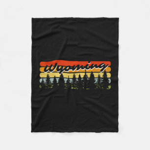 Wyoming Forest Sunset Trees Cabin Theme Souvenir  Fleece Blanket