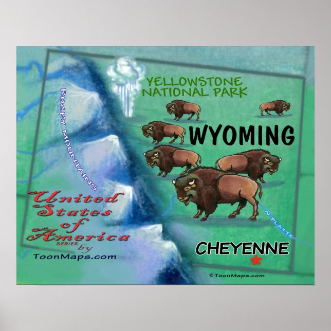 Wyoming Fun Map Poster (Front)