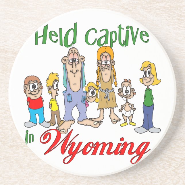 Wyoming Funny Trailer Park Sandstone Coaster (Front)
