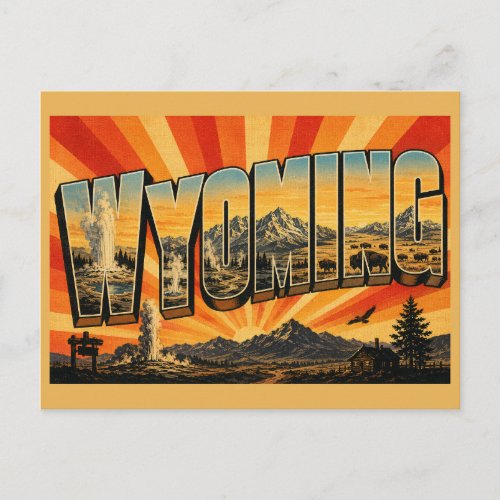 Wyoming Geyser Basin Mountain Plains Art Postcard