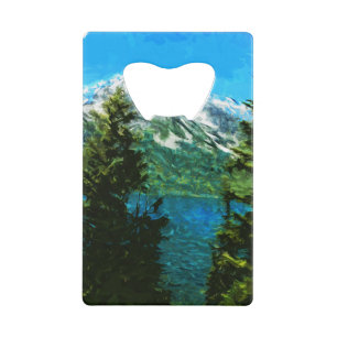 Wyoming Grand Teton Mountains Abstract Credit Card Bottle Opener