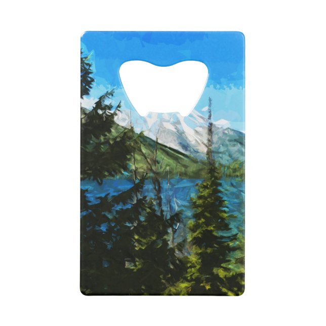 Wyoming Grand Teton Mountains Abstract Credit Card Bottle Opener (Front)