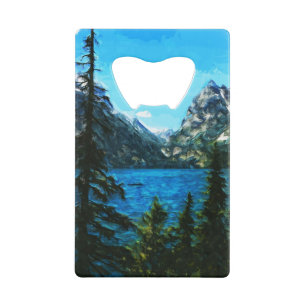 Wyoming Grand Teton Mountains Abstract Credit Card Bottle Opener