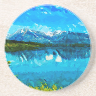 Wyoming Grand Teton Mountains Abstract Drink Coaster