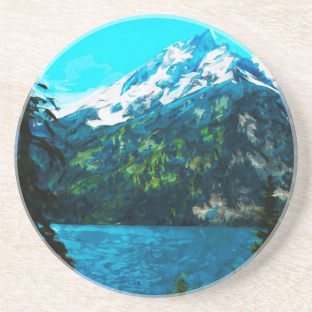 Wyoming Grand Teton Mountains Abstract Drink Coaster (Front)