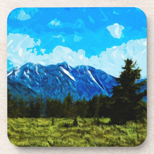 Wyoming Grand Teton Mountains Abstract Drink Coaster (Front)