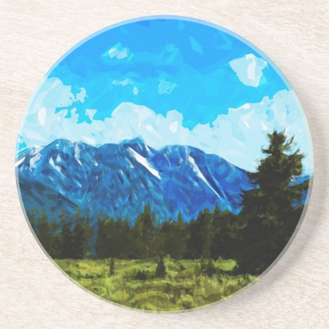 Wyoming Grand Teton Mountains Abstract Drink Coaster (Front)