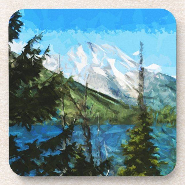Wyoming Grand Teton Mountains Abstract Drink Coaster (Front)