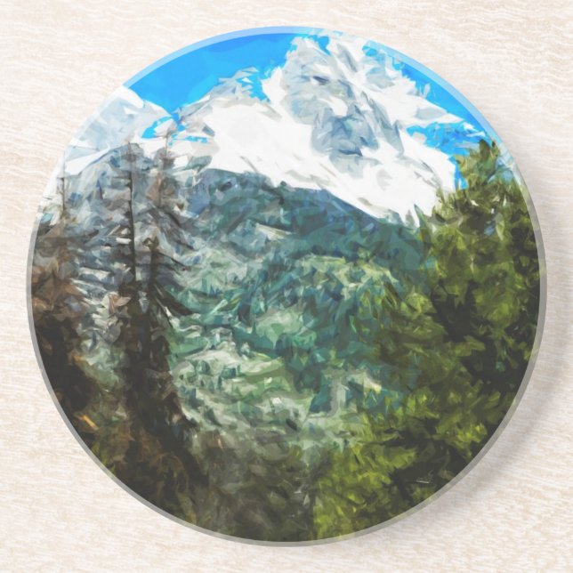 Wyoming Grand Teton Mountains Abstract Sandstone Coaster (Front)