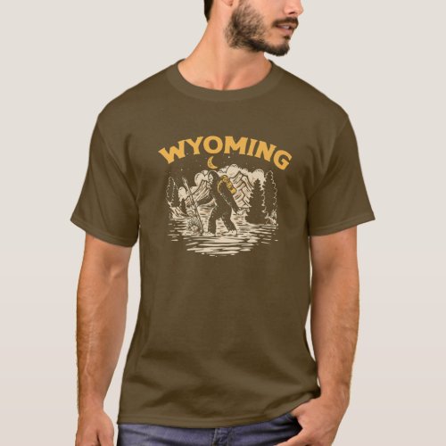 Wyoming Hiking Bigfoot Nighttime Stroll Mountains T_Shirt