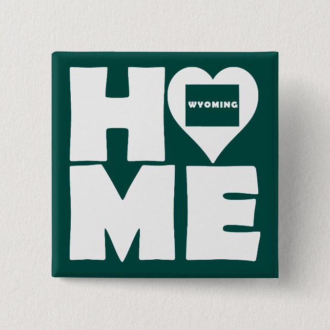 Wyoming Home Heart State Button Badge Pin (Front)
