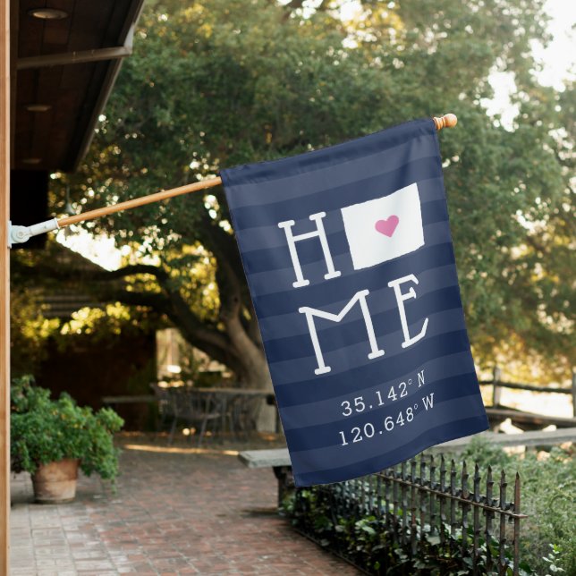 Wyoming Home State Custom Coordinates House Flag (In SItu)