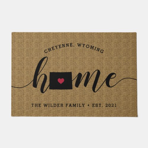 Wyoming Home State Personalized Doormat
