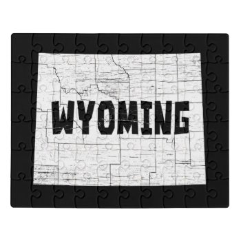 Wyoming Home Vintage Distressed Map Silhouette Jigsaw Puzzle by YLGraphics at Zazzle