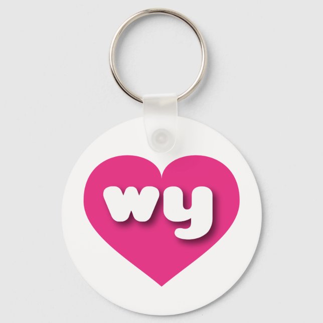 Wyoming hot pink heart - I love wy Keychain (Front)