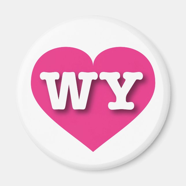 Wyoming Hot Pink Heart - I love WY Magnet (Front)