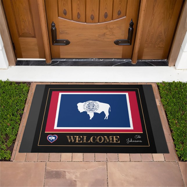 Wyoming house mat, Wyoming Flag sports / Welcome Doormat (Outdoor)