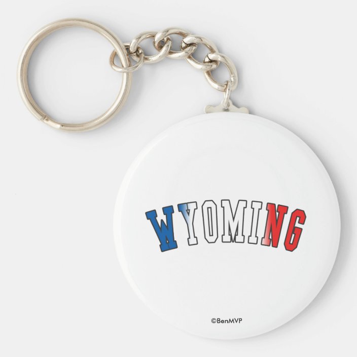 Wyoming in State Flag Colors Keychain