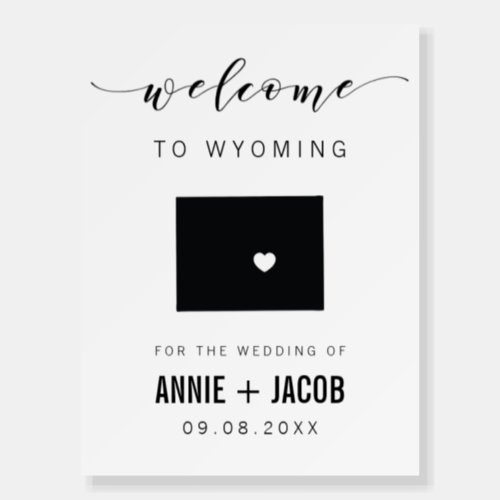 Wyoming Map Wedding Welcome Sign Foam Board