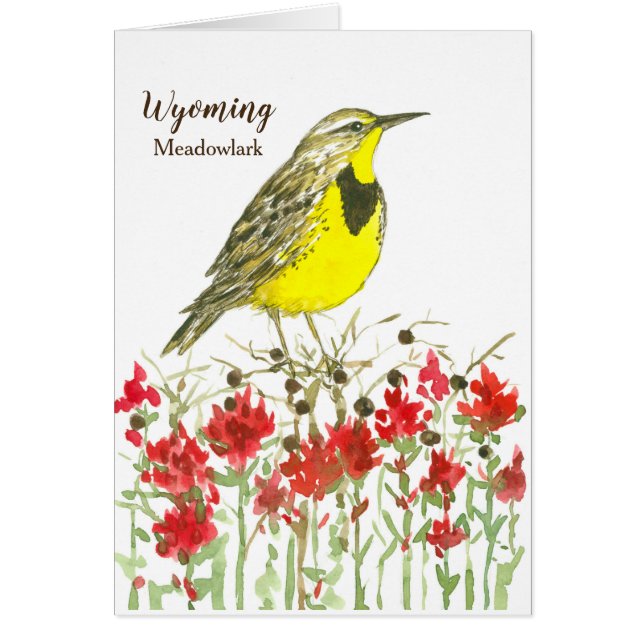 Wyoming Meadowlark Wildflowers State Bird Cards (Front)