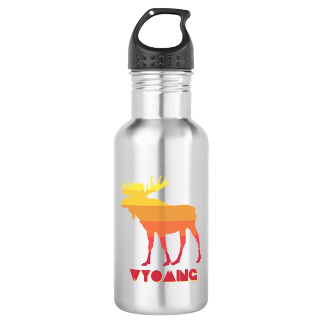 Wyoming Moose Stainless Steel Water Bottle (Front)