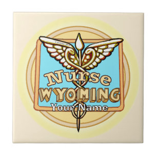 Wyoming Nurse Caduceus Tile