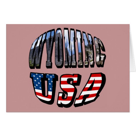Wyoming Picture and USA Flag Text Cards (Front Horizontal)
