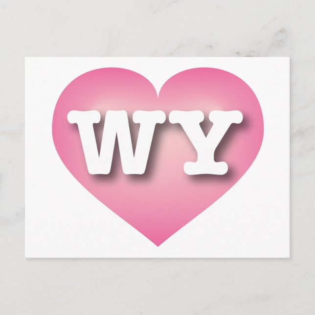Wyoming Pink Fade Heart - I love WY Postcard (Front)