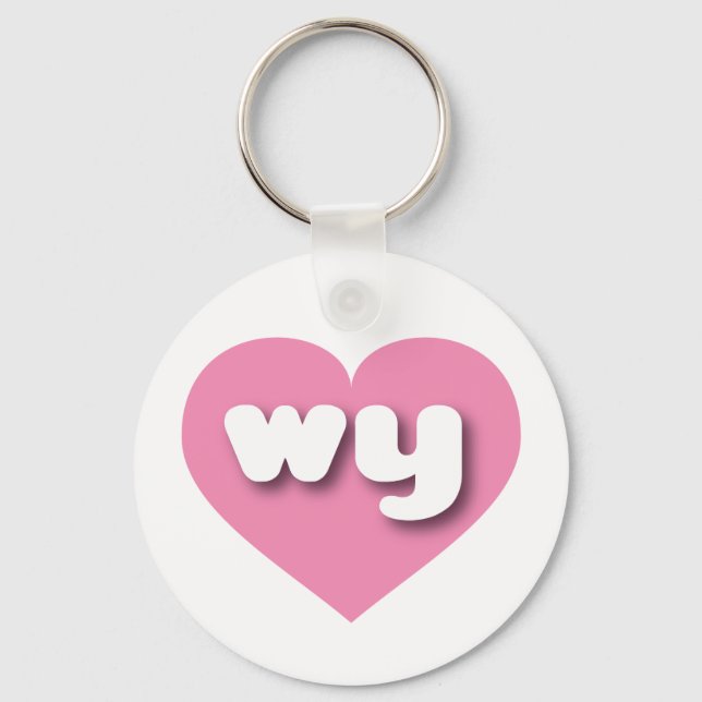 Wyoming pink heart - I love wy Keychain (Front)