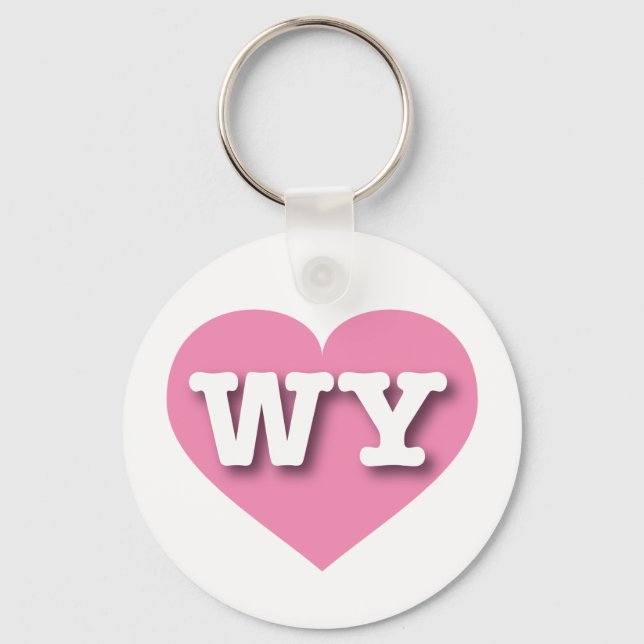 Wyoming Pink Heart - I love WY Keychain (Front)