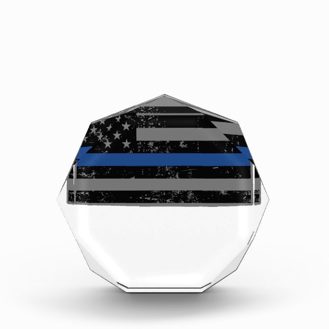Wyoming Police & Law Enforcement Thin Blue Line Acrylic Award (Front)