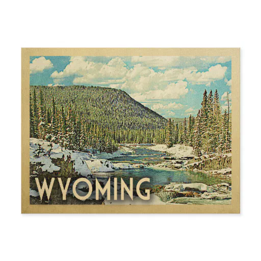 Wyoming Postcard- Retro Travel Snowy Winter Nature Postcard