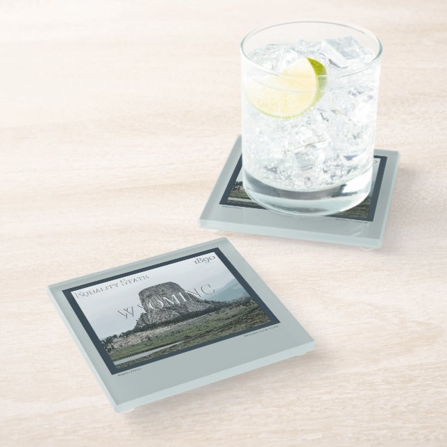 Wyoming Poster Glass Coaster (Angled)