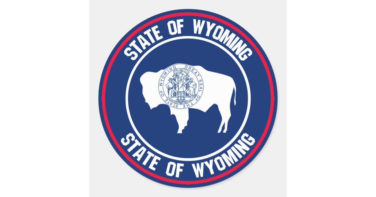 Wyoming Round Emblem Classic Round Sticker Zazzle