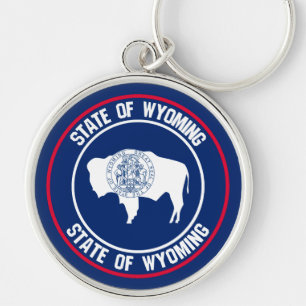 Wyoming Round Emblem Keychain