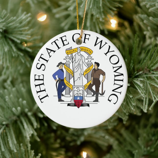 Wyoming sign ceramic ornament (Tree)
