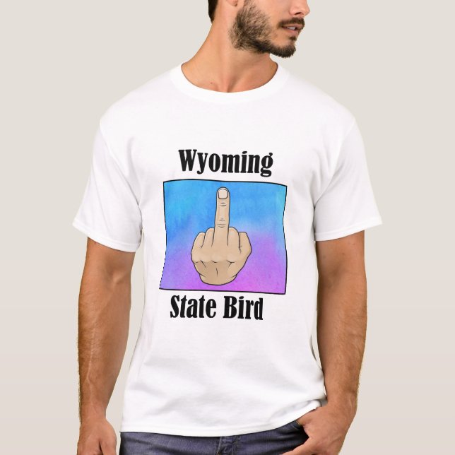 Wyoming state bird t-shirt middle finger color (Front)