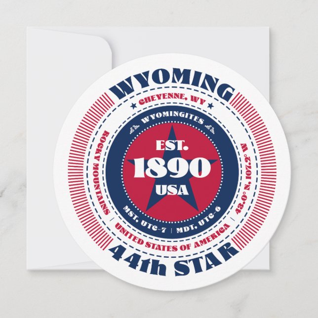 Wyoming State Circular Typography Flat Card (Front)
