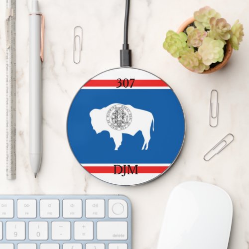 Wyoming State Flag 307 Monogram Wireless Charger