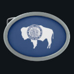 Wyoming State Flag Belt Buckle<br><div class="desc">Patriotic Wyoming state flag.</div>