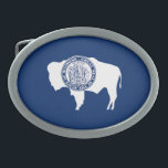 Wyoming State Flag Belt Buckle<br><div class="desc">Patriotic Wyoming state flag.</div>