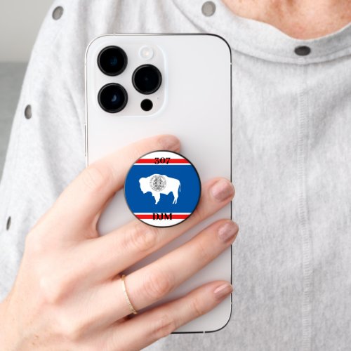 Wyoming State Flag Bison Monogram PopSocket