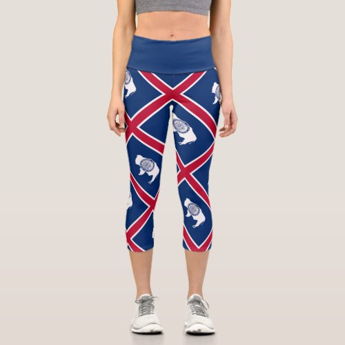 Wyoming State Flag Capri Leggings