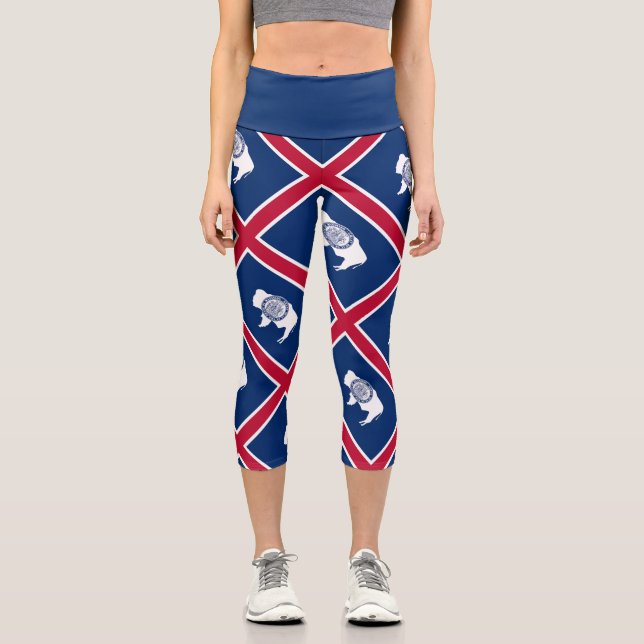 Wyoming State Flag Capri Leggings (Front)