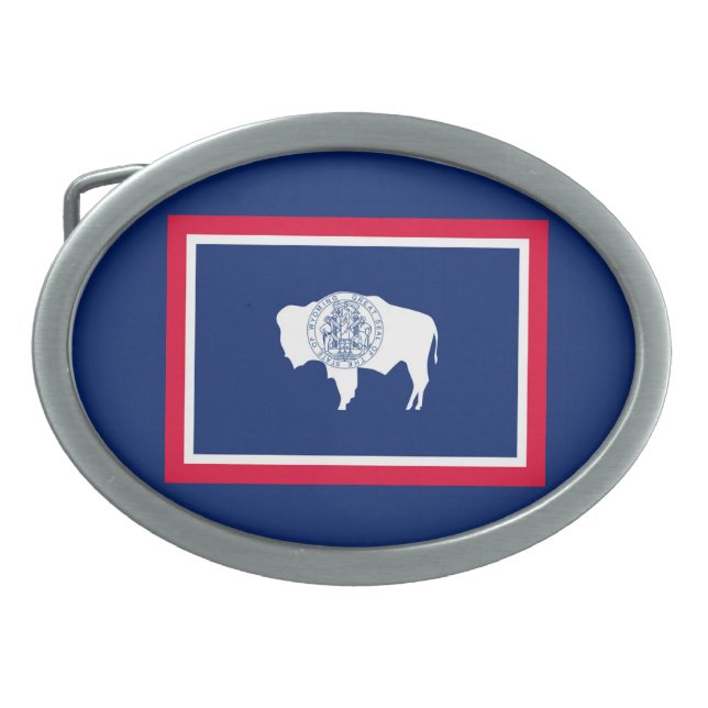 Wyoming State Flag Design Belt Buckle (Front)