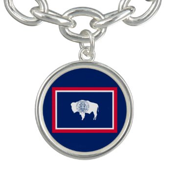 Wyoming State Flag Design Charm Bracelet by AmericanStyle at Zazzle