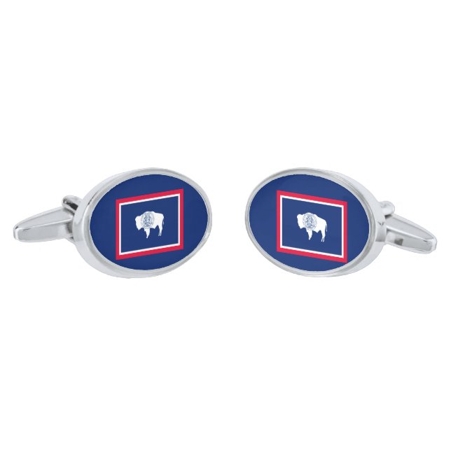 Wyoming State Flag Design Cufflinks (Angled)