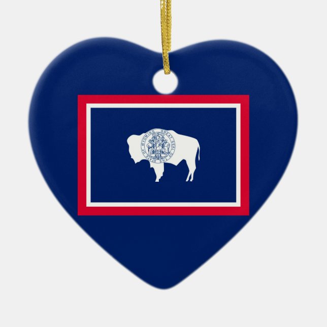Wyoming State Flag Design Decor Ceramic Ornament (Front)
