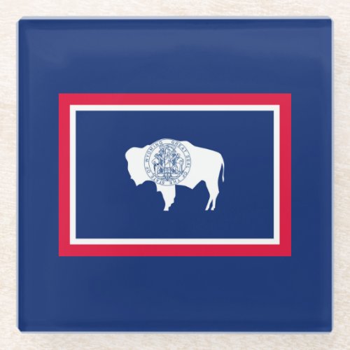 Wyoming State Flag Design Decor Glass Coaster